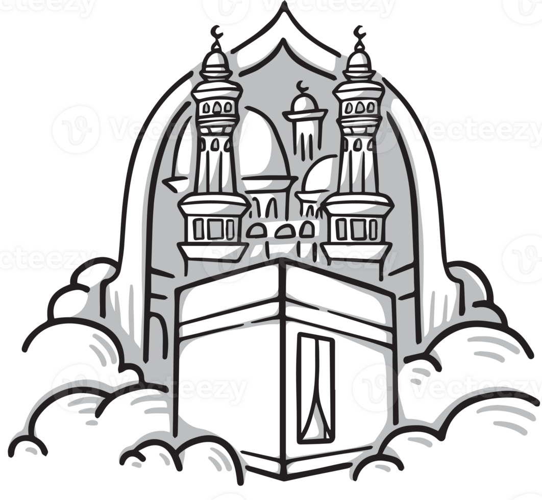 Handdrawn Kaaba Makkah Illustration png