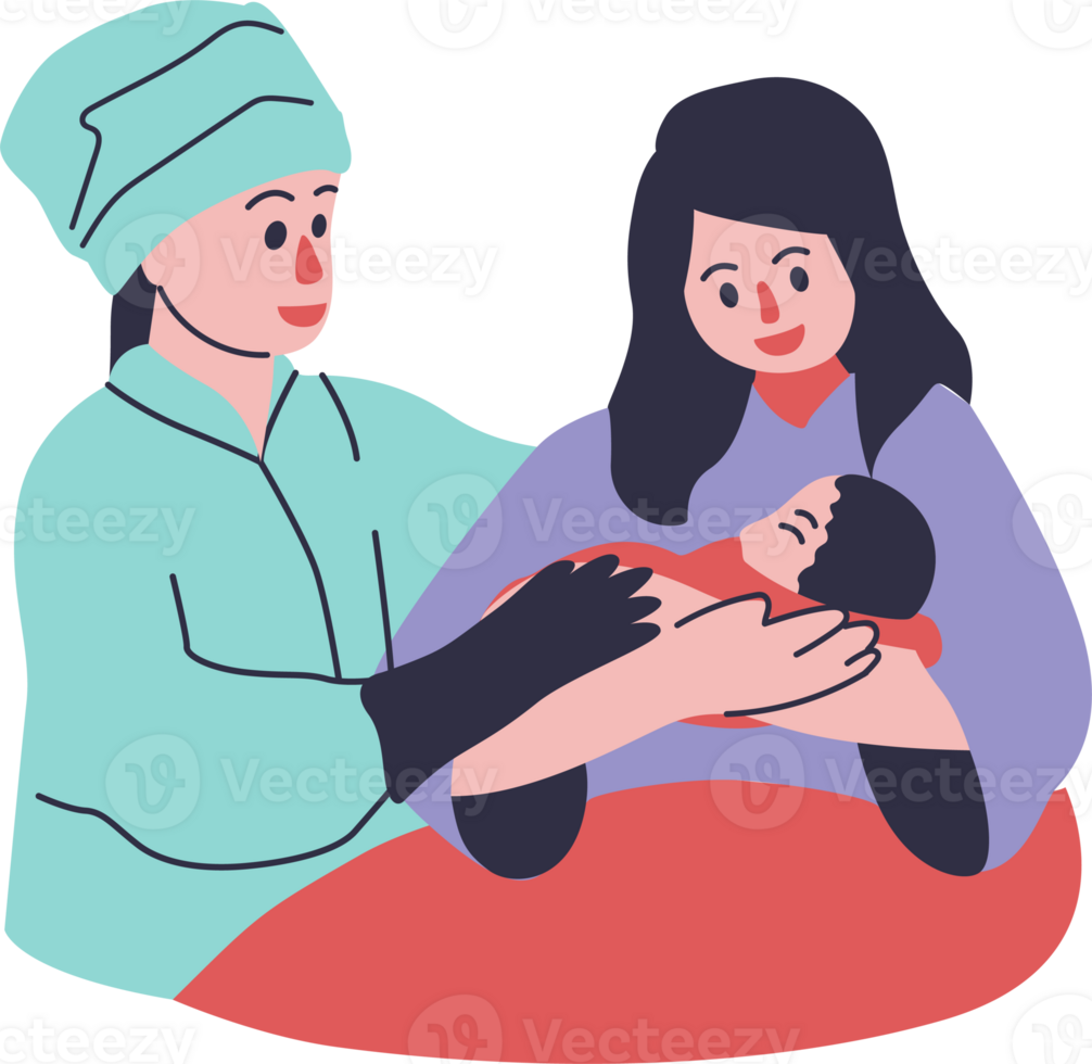 midwife with mom illustration png