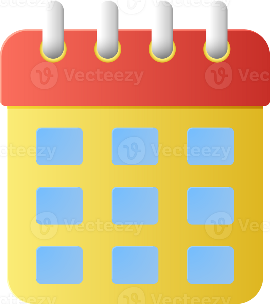 Calendar icon. yellow date symbol with black background. 3D paper cut style png
