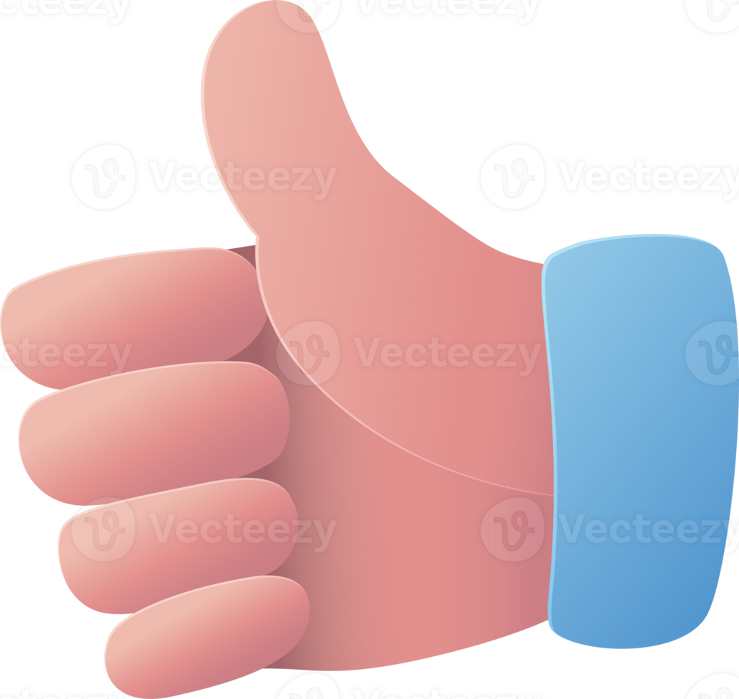 Thumb up Hands Gestures cartoon. paper cut style isolated on white transparent background 01 png