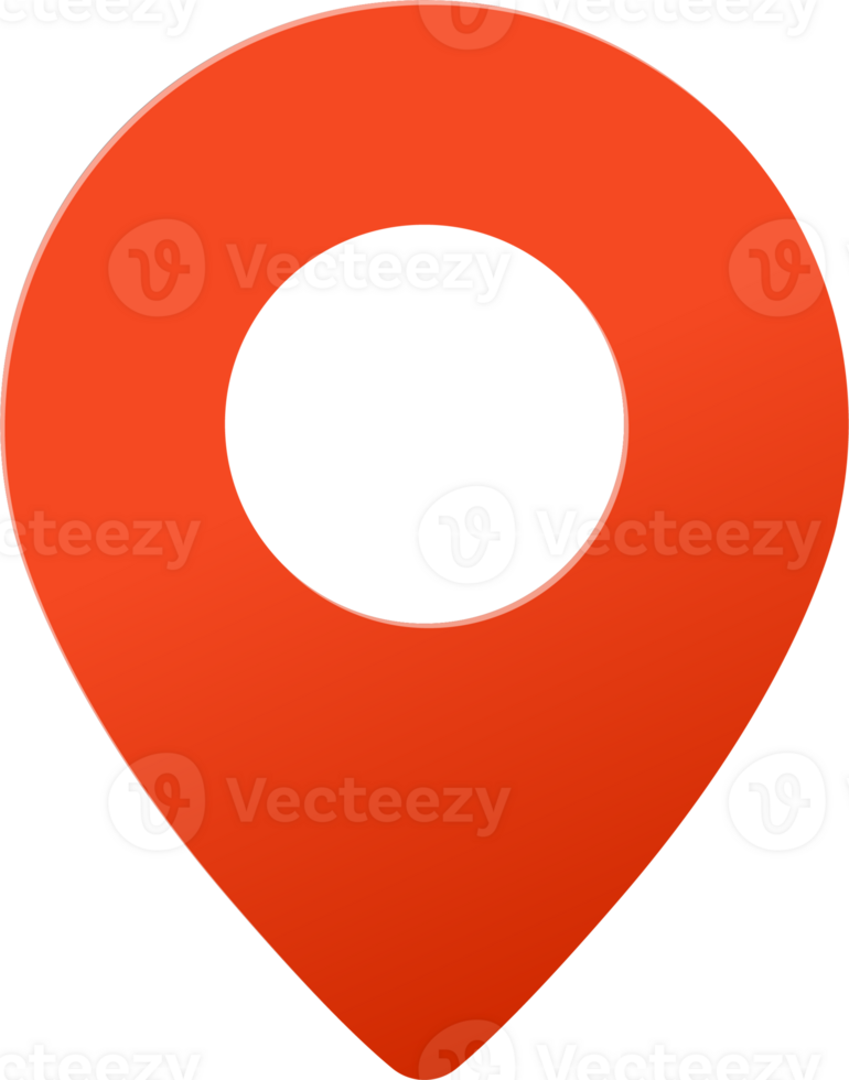 realistic map pin pointer icon. red address and location symbol. paper cut style png