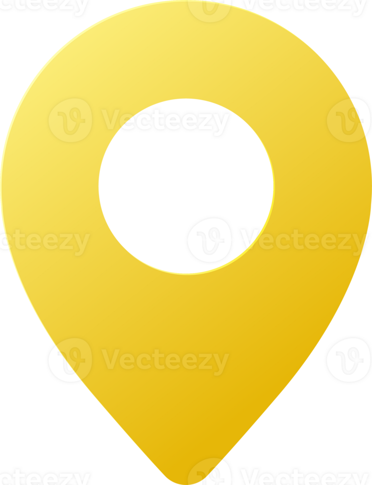 Address map pin pointer icon. yellow Location with black background. 3D paper cut style png