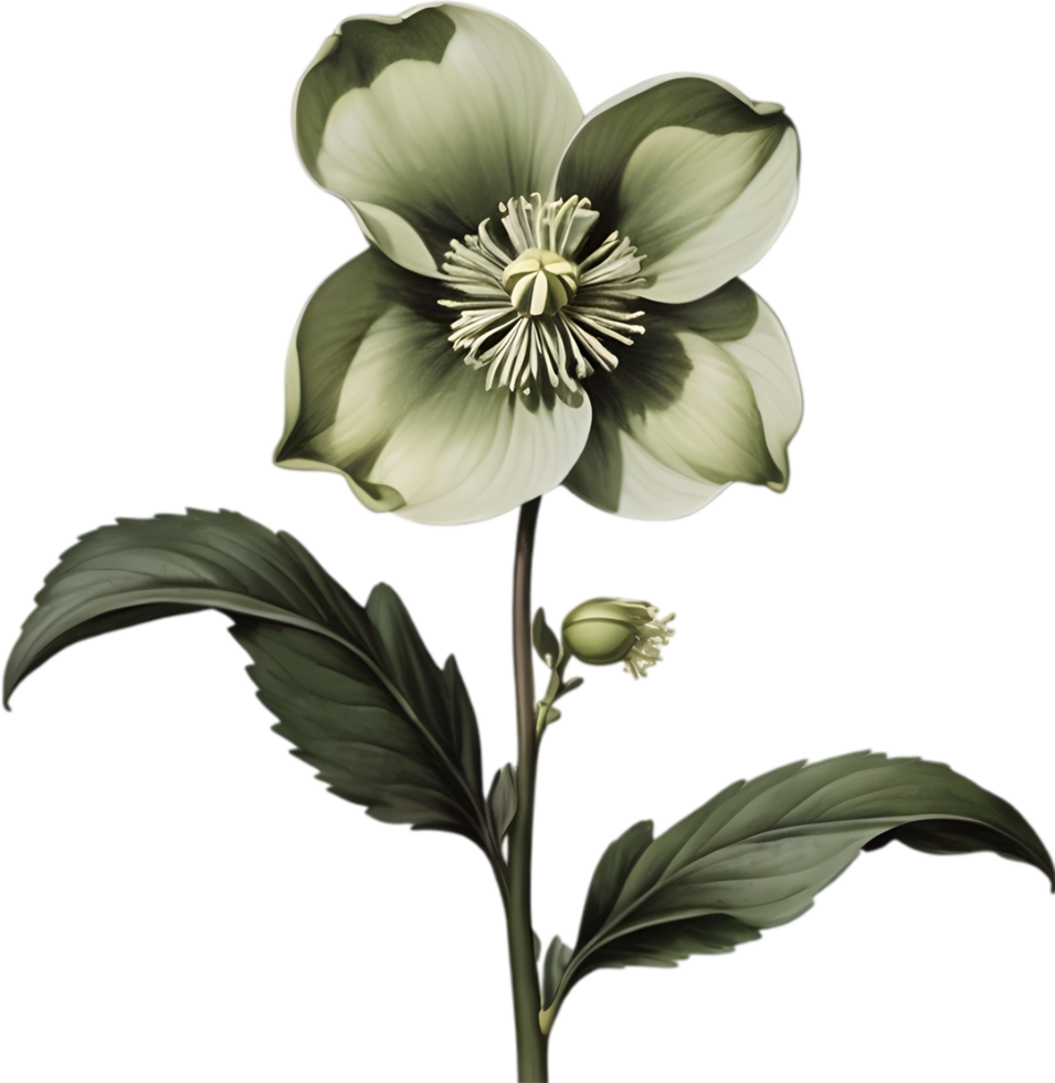 Elegant hellebore flower clipart for winter-inspired designs. AI-generated. png