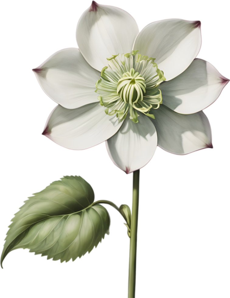 Elegant hellebore flower clipart for winter-inspired designs. AI-generated. png