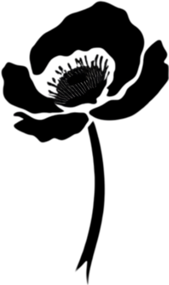 Elegant black poppy stencil for artistic projects. AI-generated. png