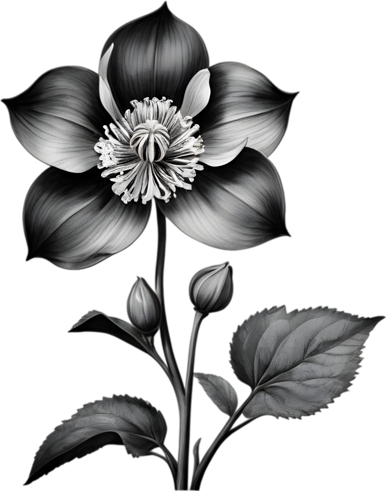 Elegant hellebore flower clipart for winter-inspired designs. AI-generated. png