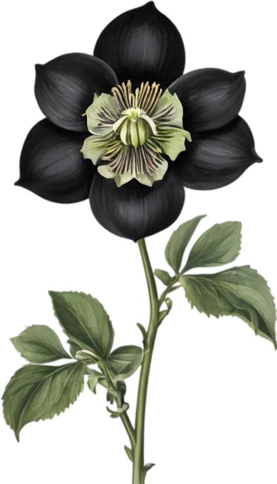 Elegant hellebore flower clipart for winter-inspired designs. AI-generated. png