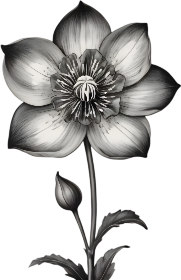Elegant hellebore flower clipart for winter-inspired designs. AI-generated. png