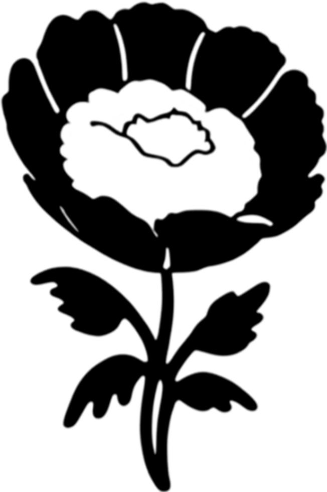 Elegant black poppy stencil for artistic projects. AI-generated. png