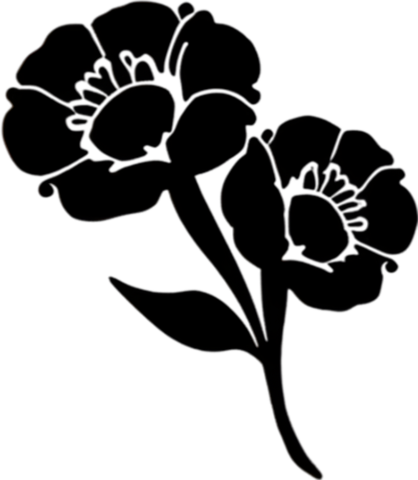 Elegant black poppy stencil for artistic projects. AI-generated. png