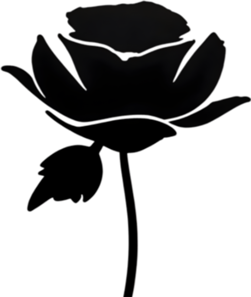 Elegant black poppy stencil for artistic projects. AI-generated. png