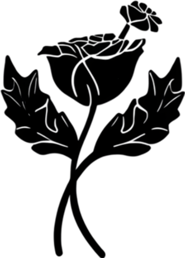 Elegant black poppy stencil for artistic projects. AI-generated. png