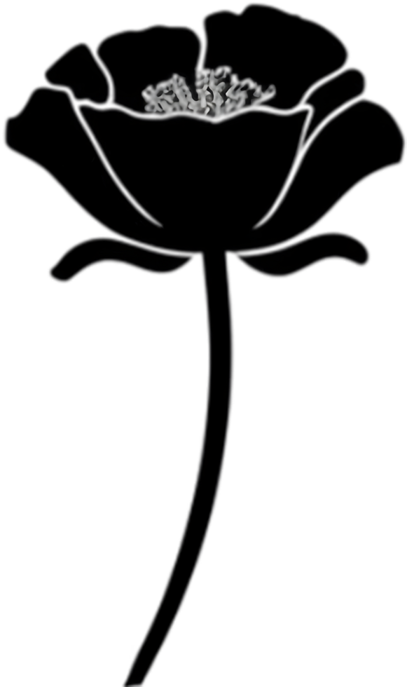 Elegant black poppy stencil for artistic projects. AI-generated. png