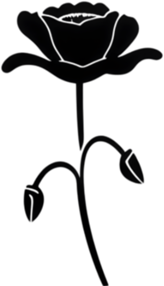 Elegant black poppy stencil for artistic projects. AI-generated. png