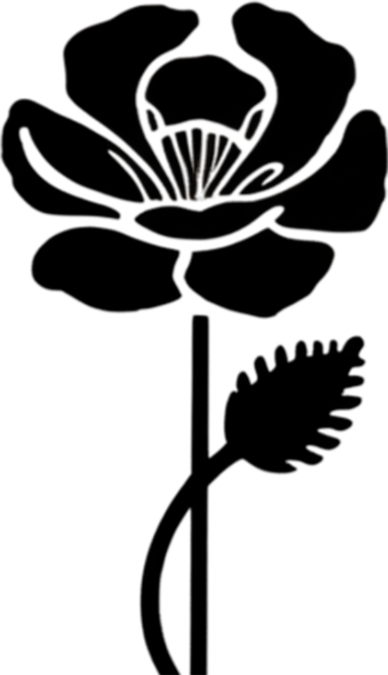 Elegant black poppy stencil for artistic projects. AI-generated. png