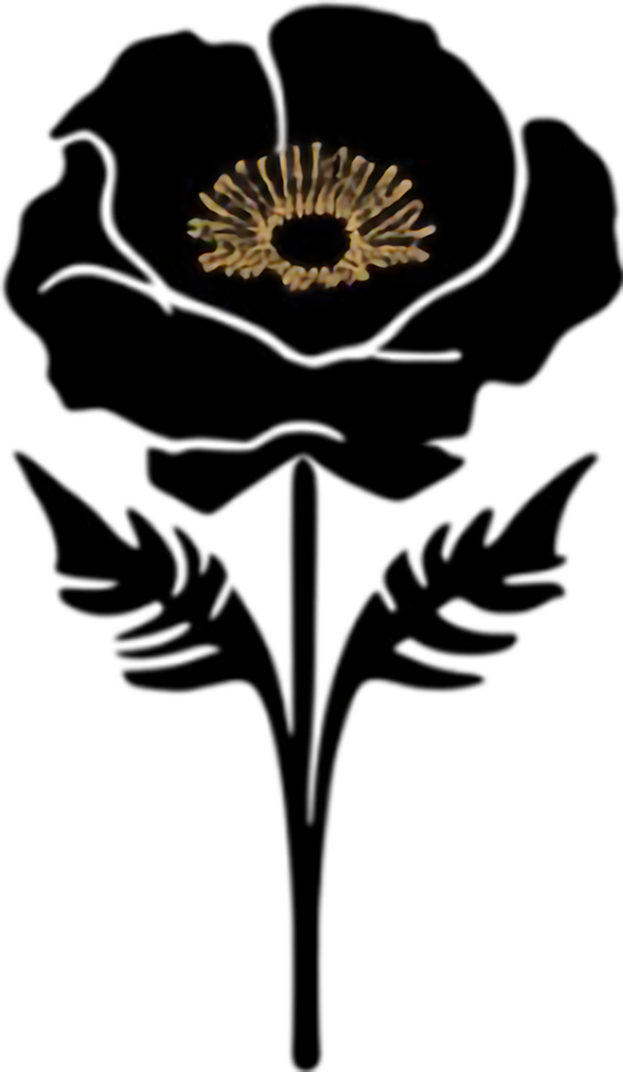 Elegant black poppy stencil for artistic projects. AI-generated. png