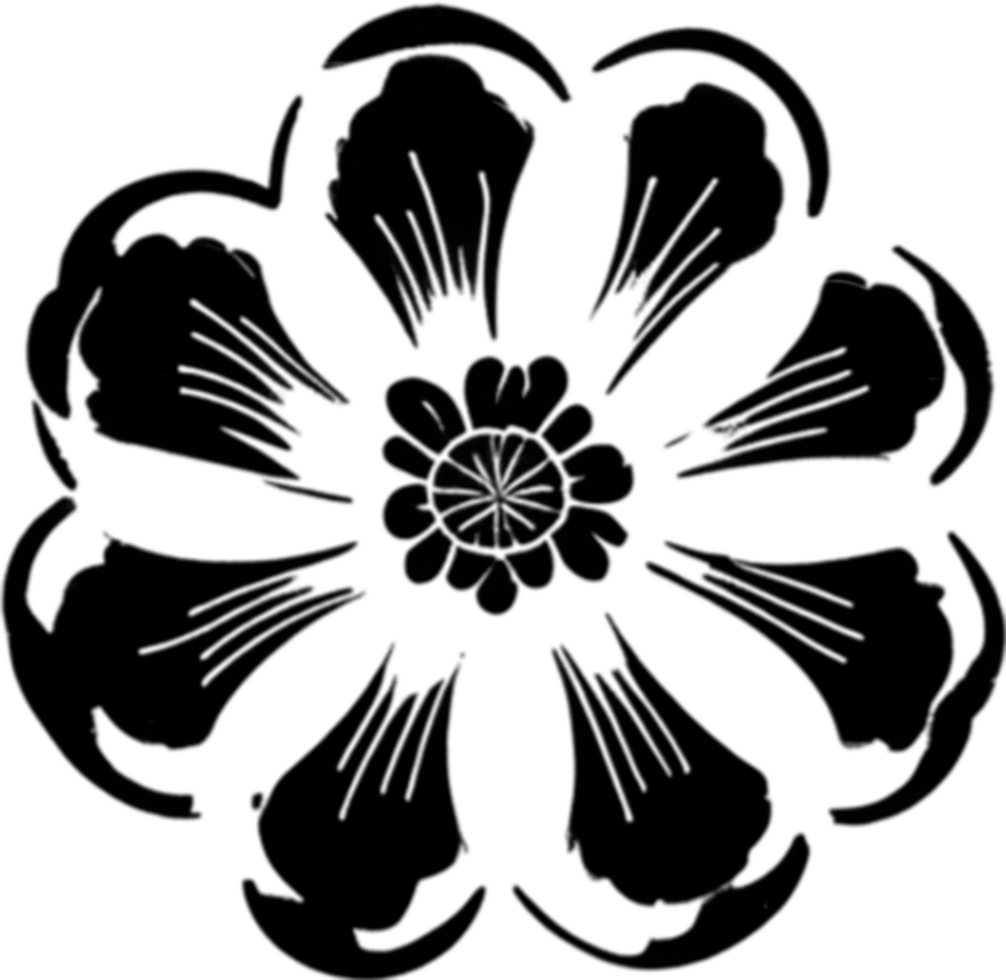 Elegant black poppy stencil for artistic projects. AI-generated. png