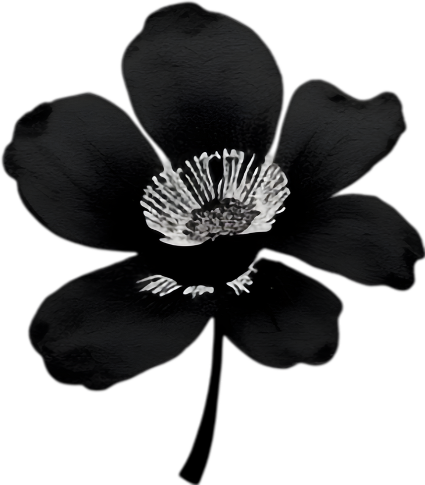 Elegant black poppy stencil for artistic projects. AI-generated. png