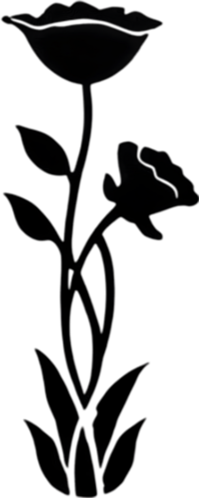 Elegant black poppy stencil for artistic projects. AI-generated. png