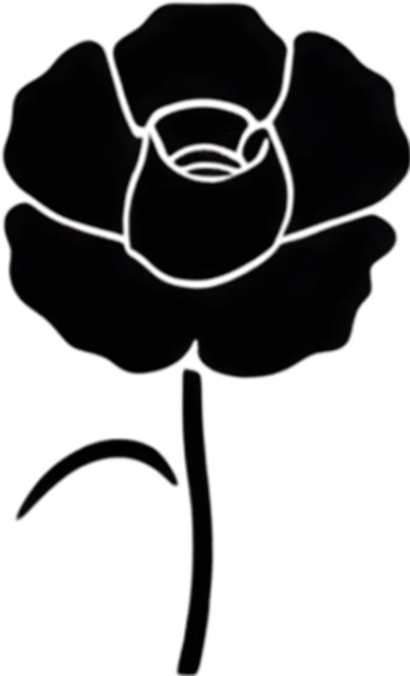 Elegant black poppy stencil for artistic projects. AI-generated. png