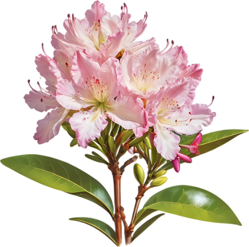Vibrant rhododendron blossoms in digital clipart form. AI-generated. png