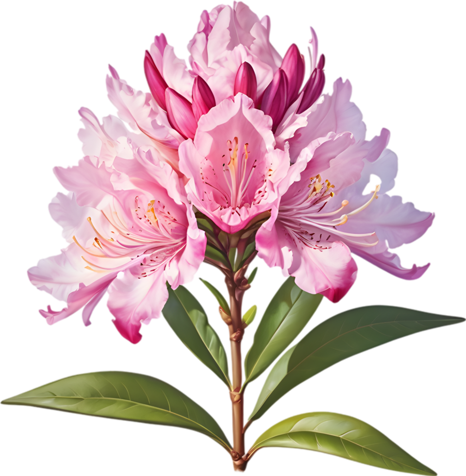 Vibrant rhododendron blossoms in digital clipart form. AI-generated. png