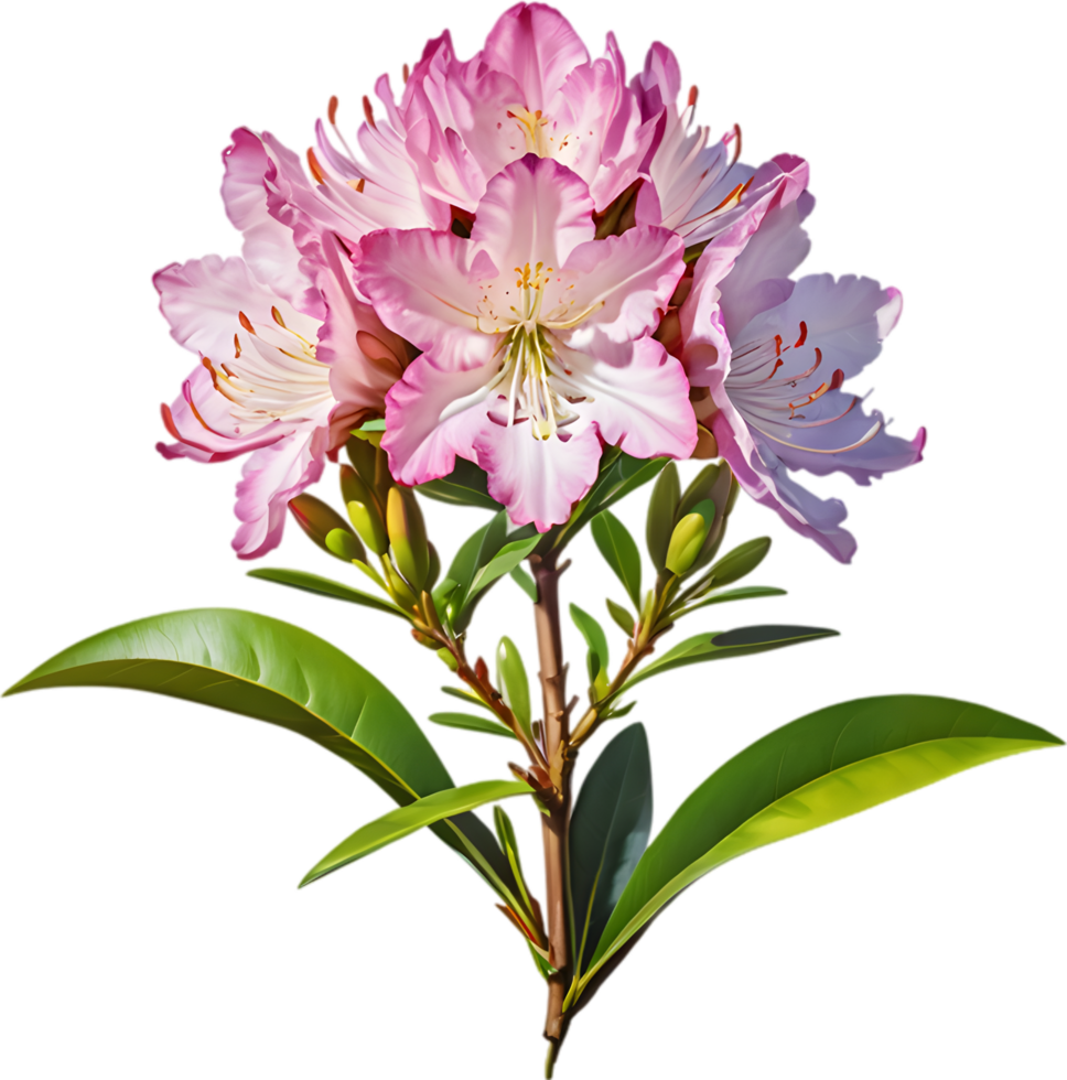 Vibrant rhododendron blossoms in digital clipart form. AI-generated. png