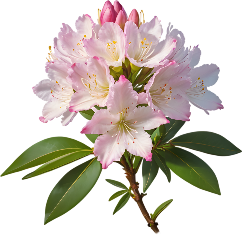 Vibrant rhododendron blossoms in digital clipart form. AI-generated. png