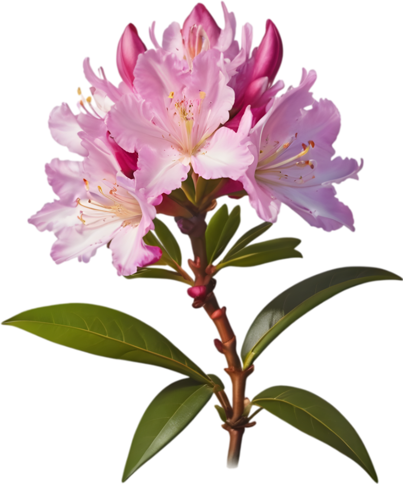 Vibrant rhododendron blossoms in digital clipart form. AI-generated. png
