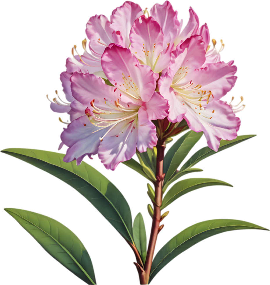 Vibrant rhododendron blossoms in digital clipart form. AI-generated. png