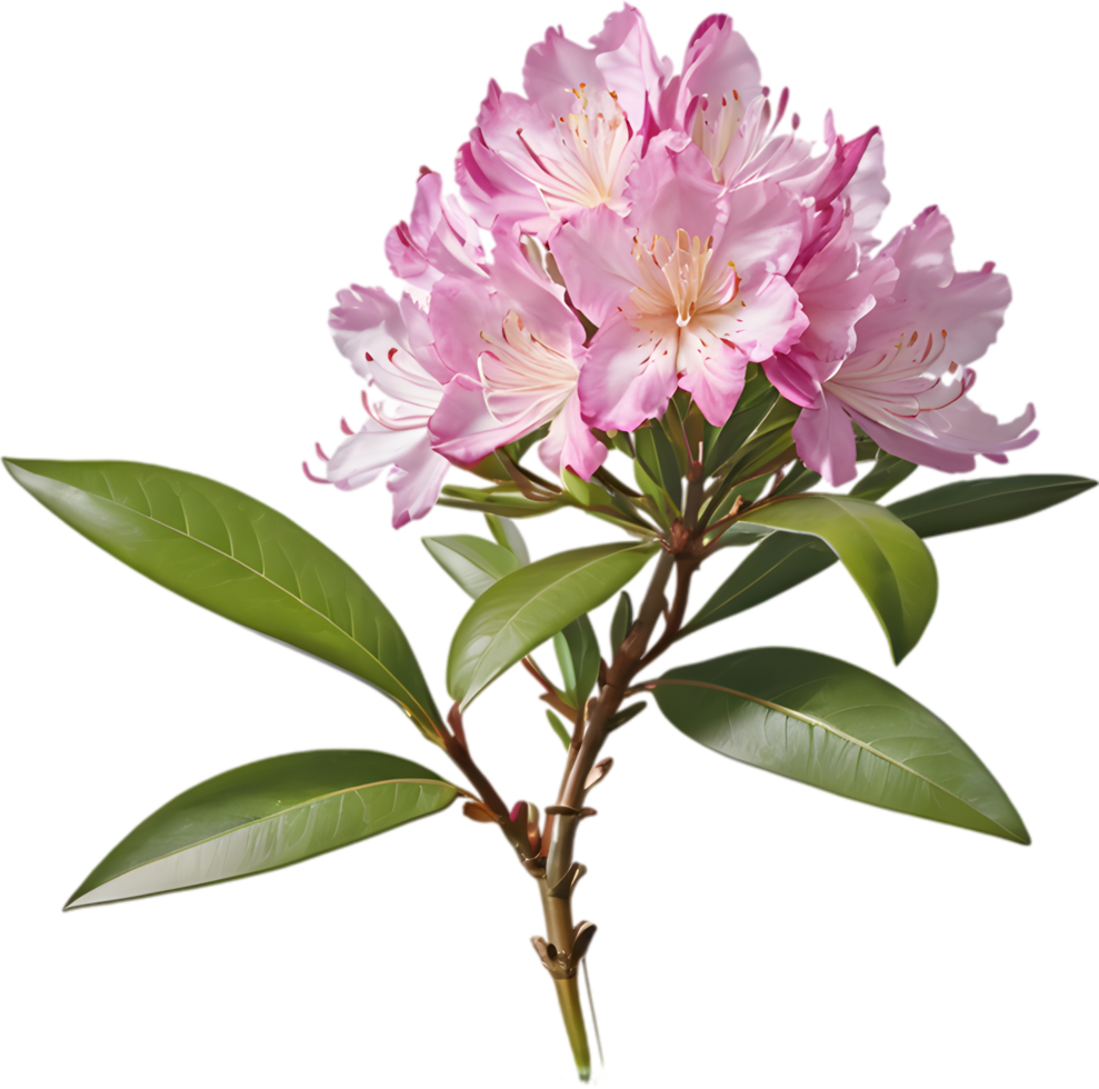 Vibrant rhododendron blossoms in digital clipart form. AI-generated. png