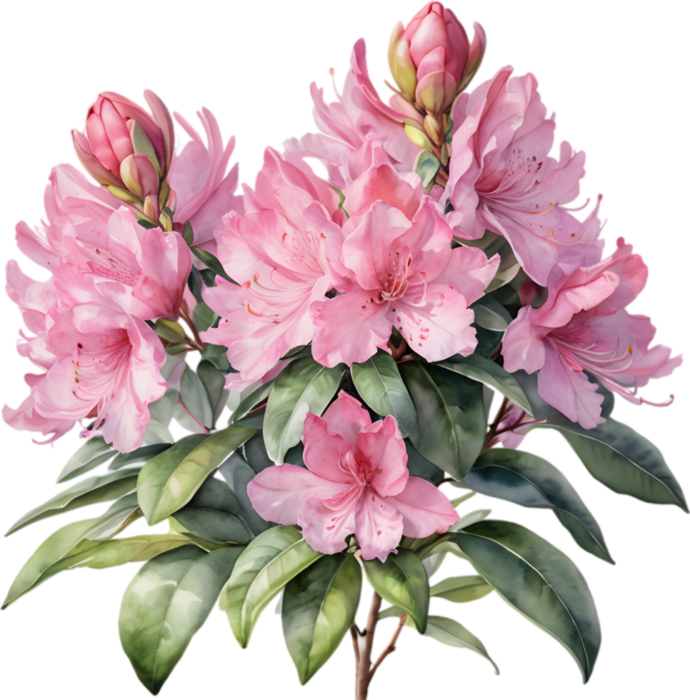 Vibrant rhododendron blossoms in digital clipart form. AI-generated. png