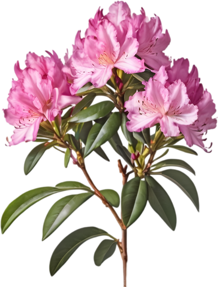 Vibrant rhododendron blossoms in digital clipart form. AI-generated. png