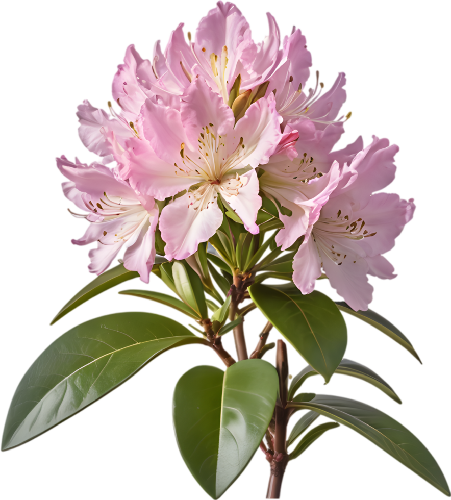 Vibrant rhododendron blossoms in digital clipart form. AI-generated. png