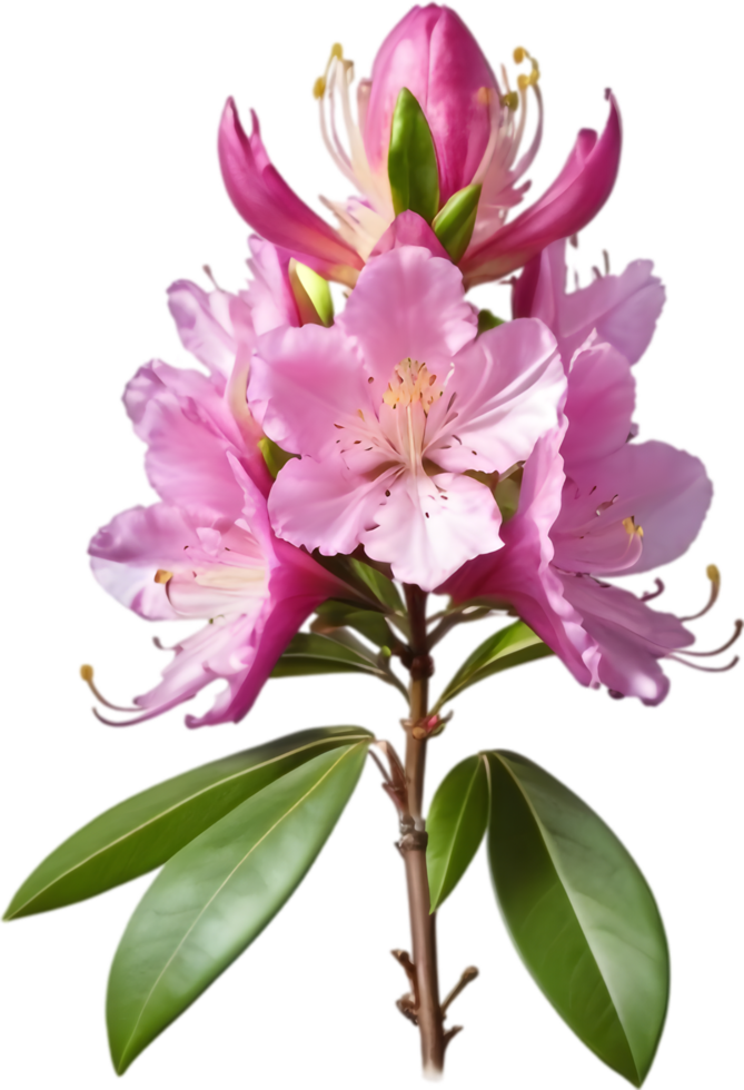 Vibrant rhododendron blossoms in digital clipart form. AI-generated. png