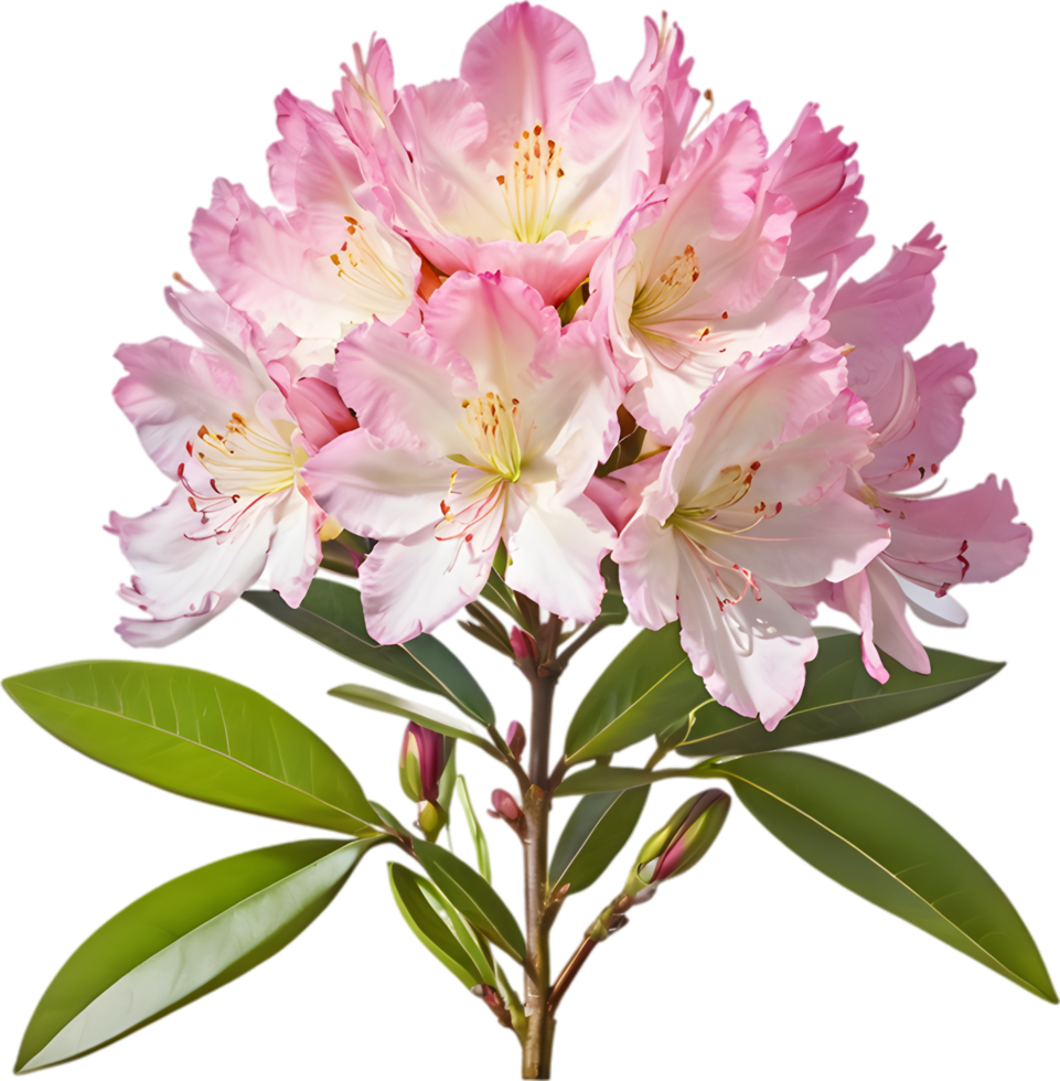 Vibrant rhododendron blossoms in digital clipart form. AI-generated. png
