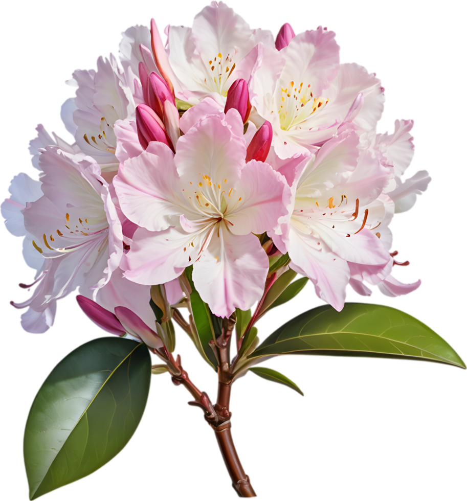 Vibrant rhododendron blossoms in digital clipart form. AI-generated. png