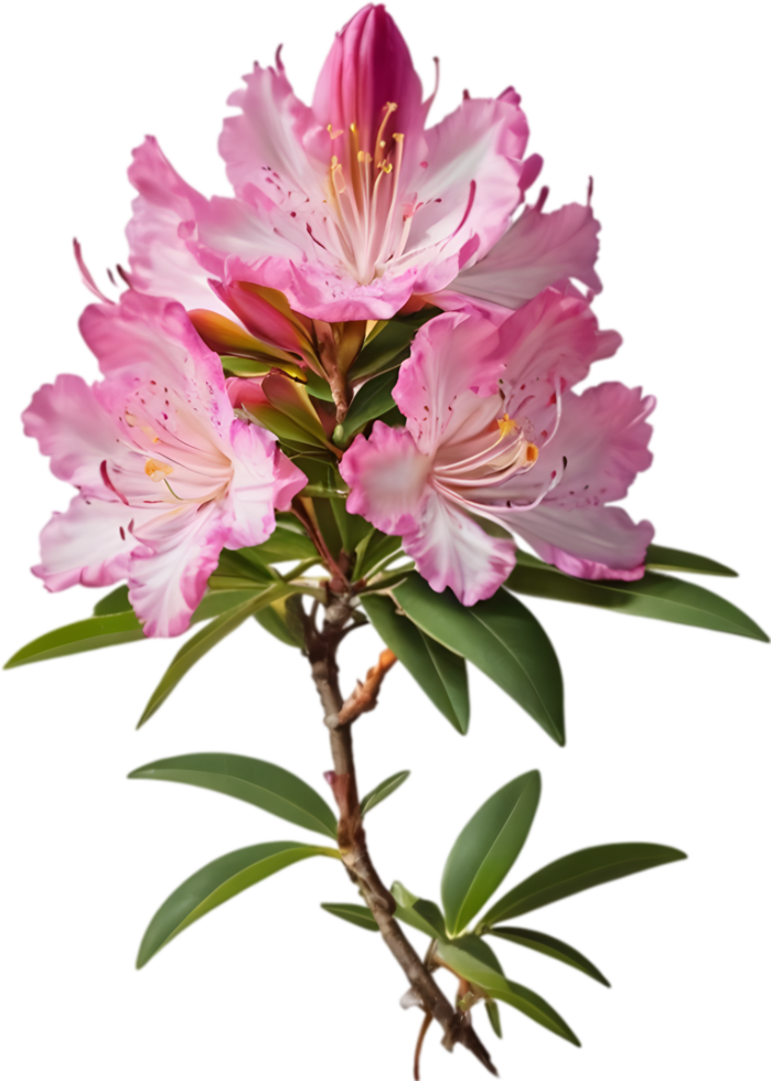 Vibrant rhododendron blossoms in digital clipart form. AI-generated. png