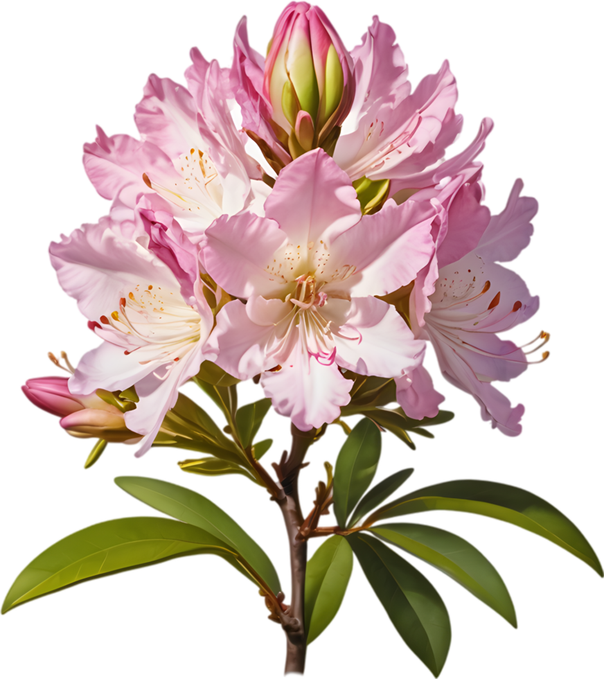 Vibrant rhododendron blossoms in digital clipart form. AI-generated. png