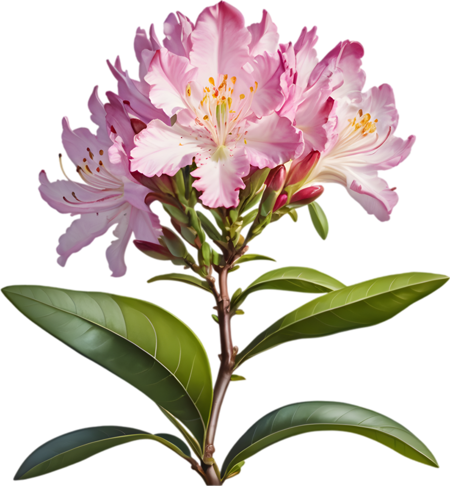 Vibrant rhododendron blossoms in digital clipart form. AI-generated. png