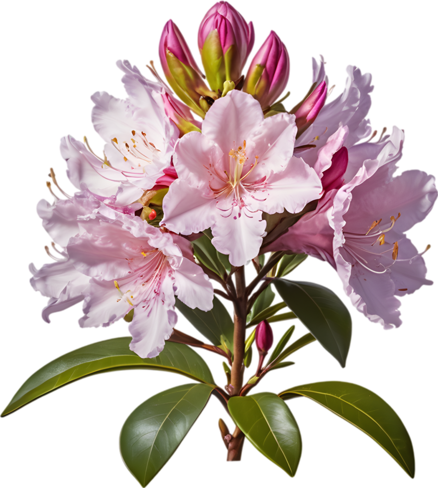Vibrant rhododendron blossoms in digital clipart form. AI-generated. png