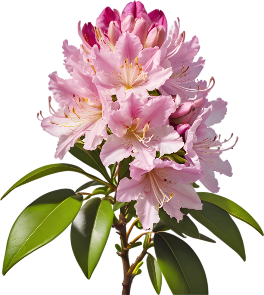 Vibrant rhododendron blossoms in digital clipart form. AI-generated. png