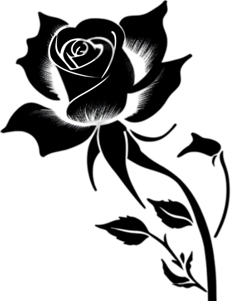 Elegant rose silhouette stencil for stunning floral designs. AI-generated. png