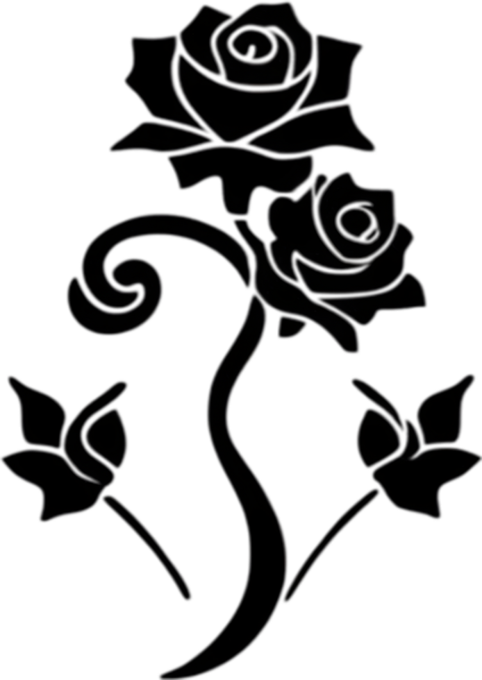 Elegant rose silhouette stencil for stunning floral designs. AI-generated. png