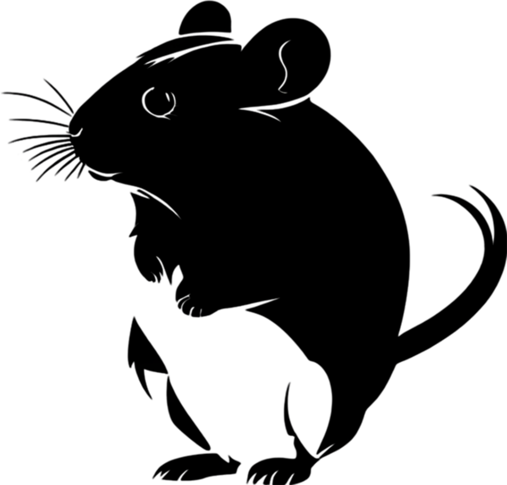 Adorable black stencil hamster, cute pet companion. AI-generated. png