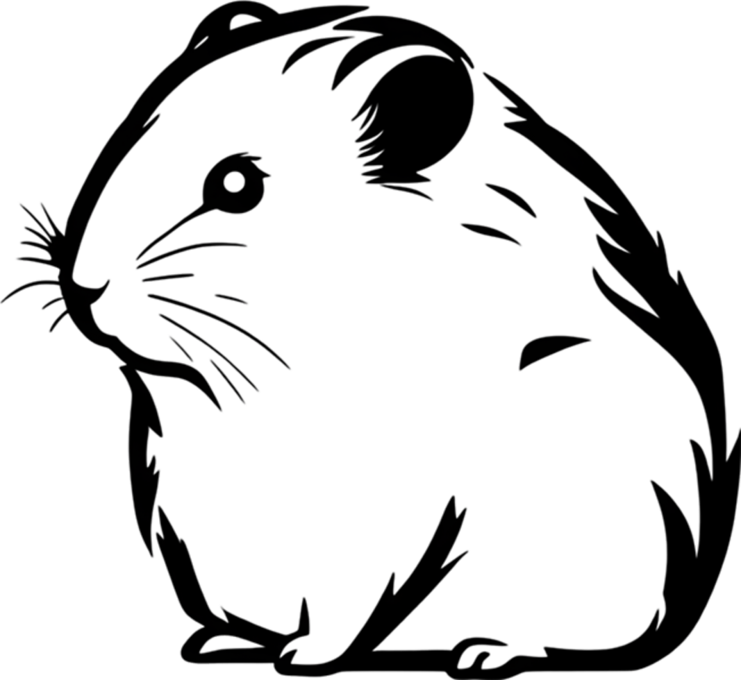 Adorable black stencil hamster, cute pet companion. AI-generated. png