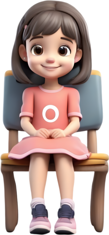 adorabile cartone animato ragazza con luminosa Sorridi. ai-generato. png