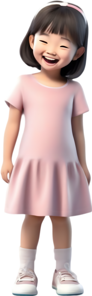 Adorable cartoon girl with bright smile. AI-generated. png