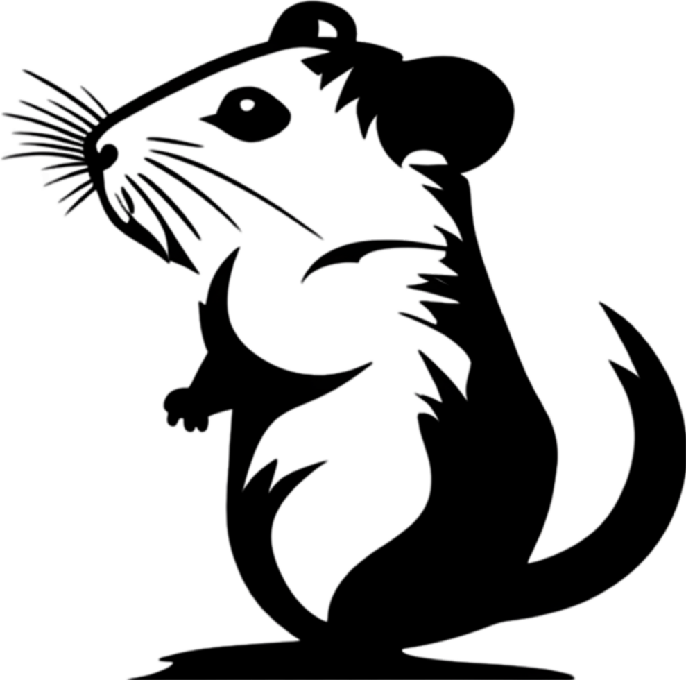 Adorable black stencil hamster, cute pet companion. AI-generated. png