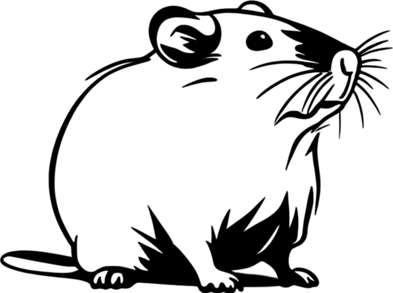 Adorable black stencil hamster, cute pet companion. AI-generated. png